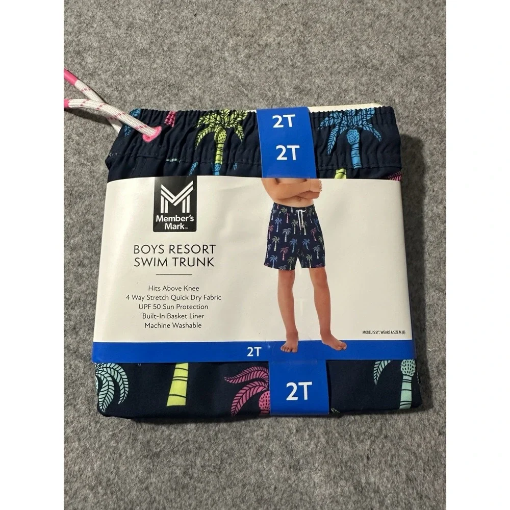 Boys‎ Resort Swim Trunks With Built-In Liner By Member's Mark 2T Palm Tree Theme